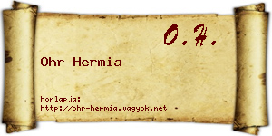 Ohr Hermia névjegykártya